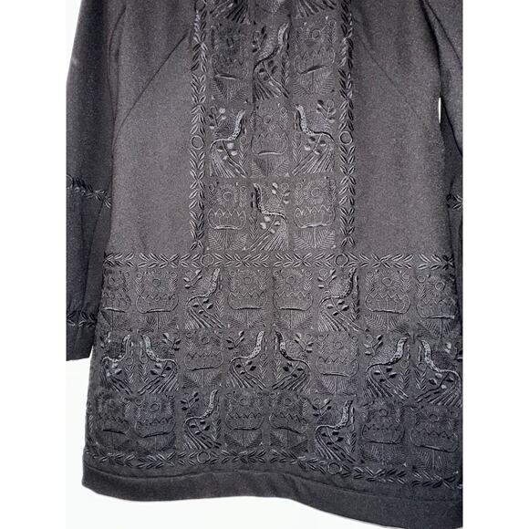 Nicole Miller Artelier Floral Embroidered Black Mock Neck Keyhole Dress Sz Small - Picture 2 of 13